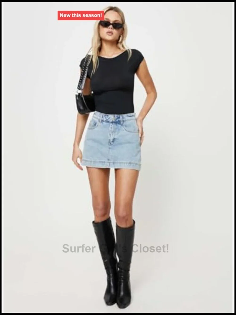 Denim Skort with Belt Loops and Zipper Closure, Mid Rise, Mini Length